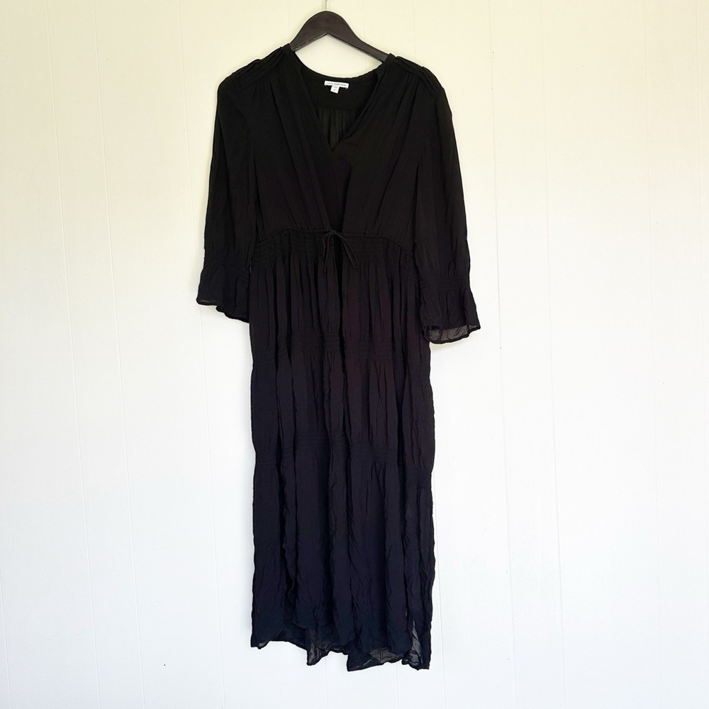 JAMES PERSE Tiered Black Sheer Dress Medium